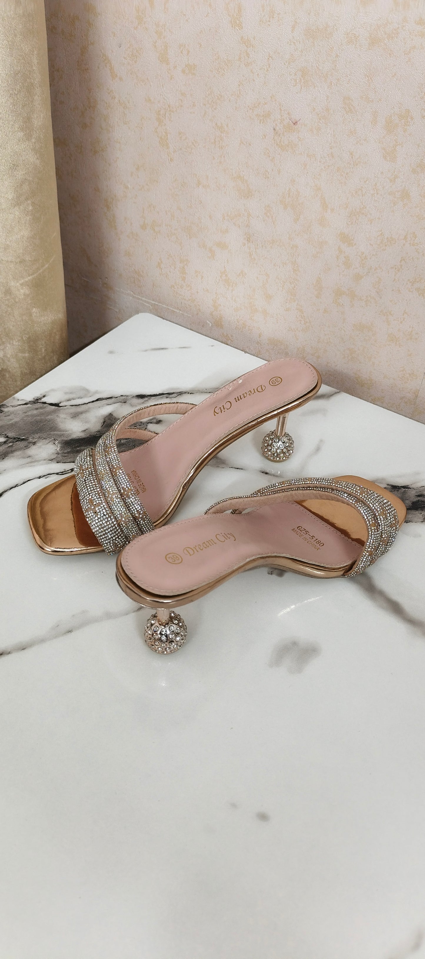 Black/gold stone heels(clearance)