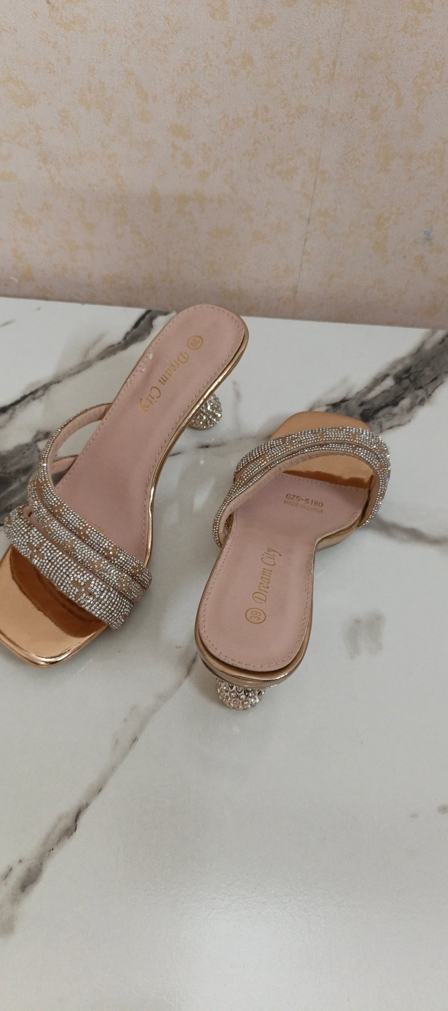 Black/gold stone heels(clearance)