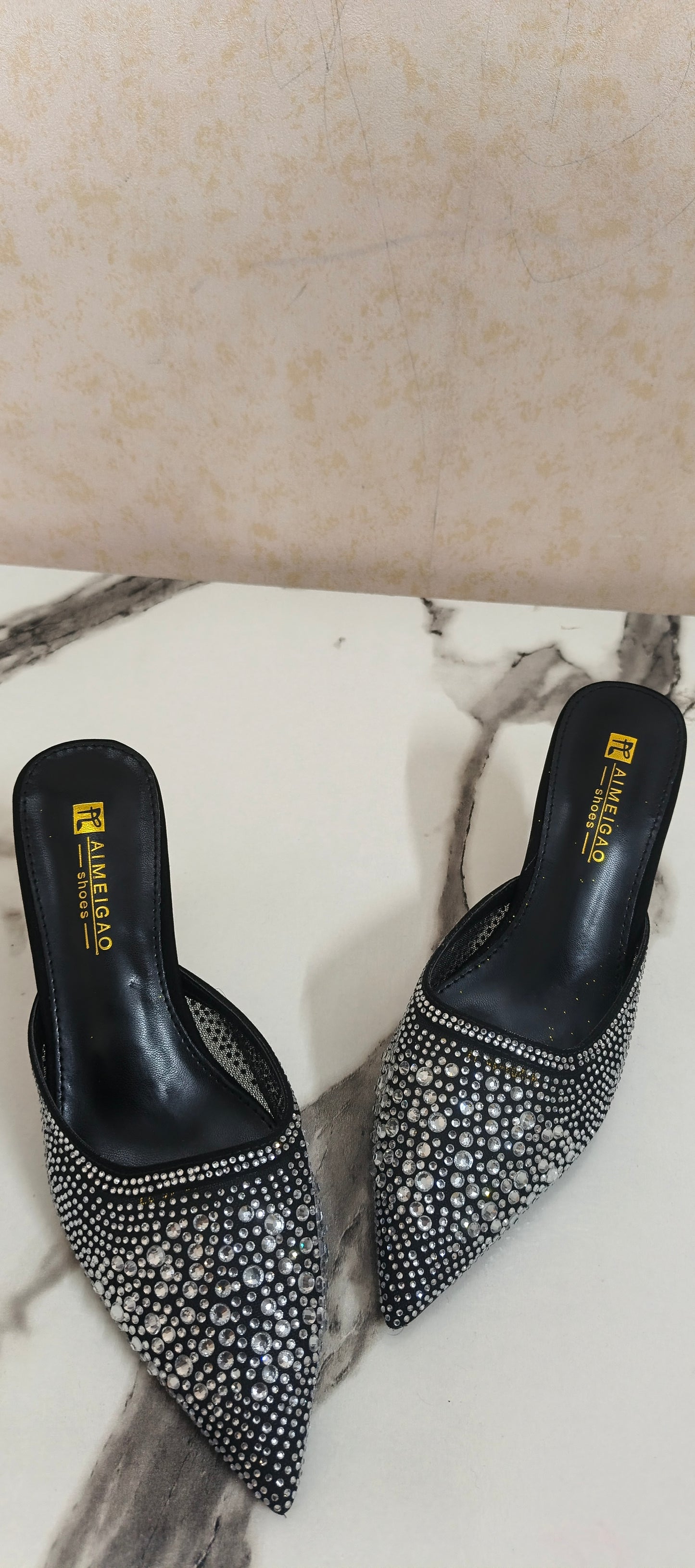 Black heels with stones