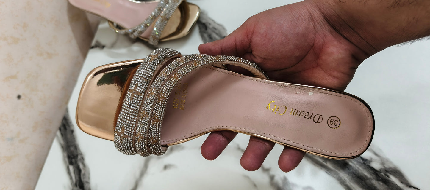 Black/gold stone heels(clearance)